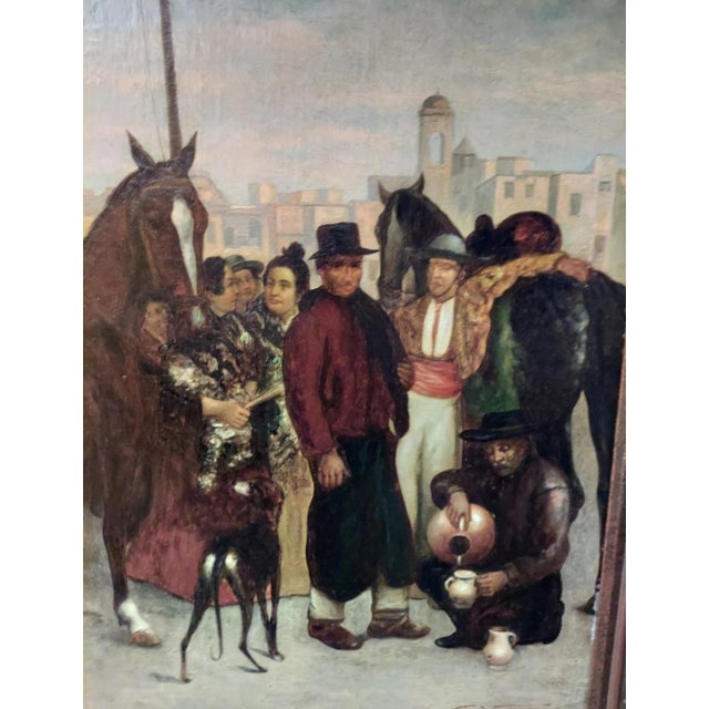 Mid 19th Century 19th Century E. Velier Oil Painting on Canvas Spanish Matador Porcession For Sale - Image 5 of 12