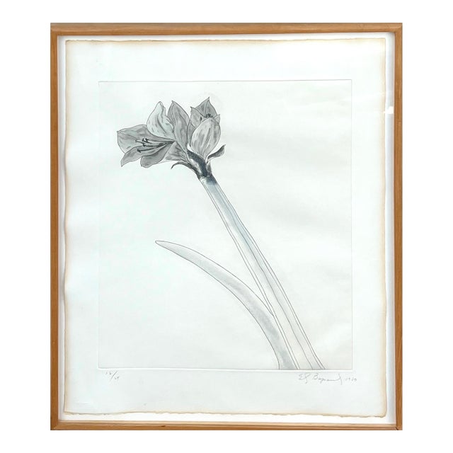 Ed Baynard, Zen Minimalist Flowers Aquatint Etching American Modernist Ed Baynard Pop Art For Sale