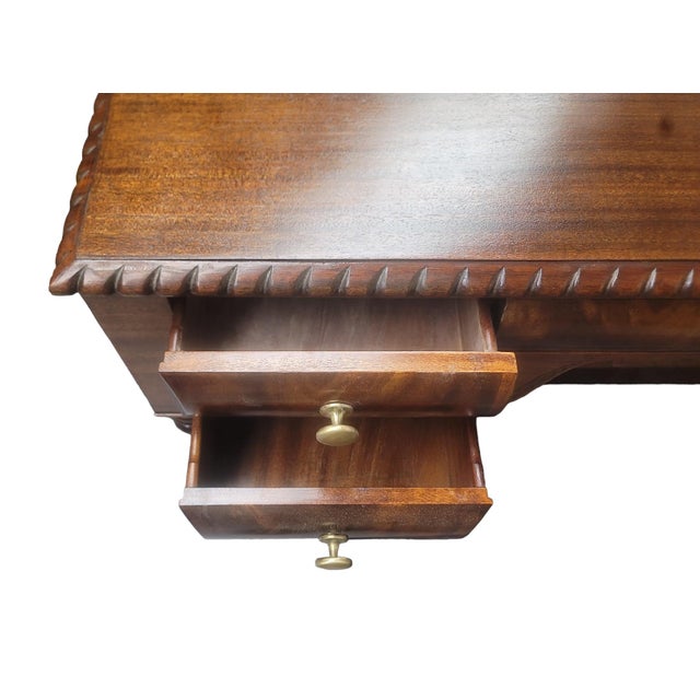 Brown Antique Mahogany Library Desk With Leonine Legs - Refinished For Sale - Image 8 of 12