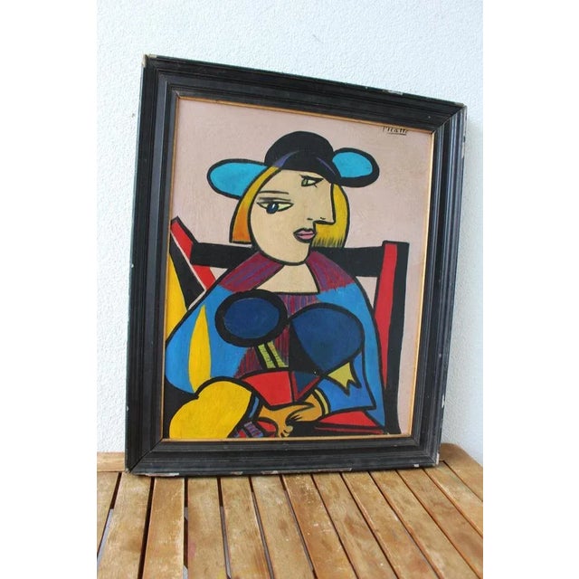 Mid-Century Modern Composition, Oil Painting, 1950s, Framed For Sale - Image 5 of 8