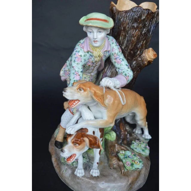 1900 - 1909 Set of Two Porcelain Hunting Dog Vases. Germany, Early 20th Century. For Sale - Image 5 of 8