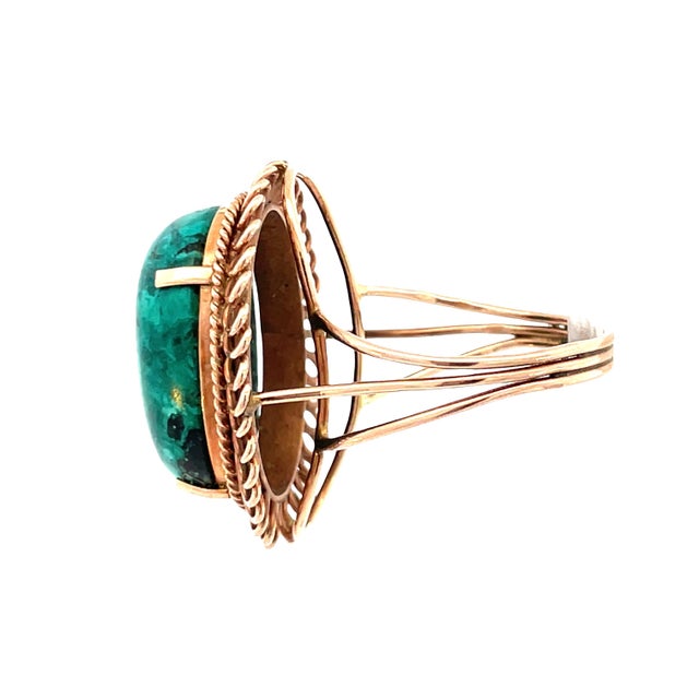 Metal Vintage Solid Rose Gold Eilat Cabochon Ring, Size 8 For Sale - Image 7 of 9