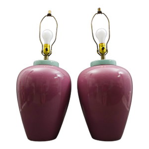 1980s Mar-Kel Memphis Era Oil Jar Ceramic Table Lamp - a Pair
