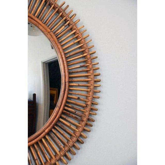 Modern Contemporary "Oculus" Round Rattan Convex Mirror For Sale - Image 3 of 5
