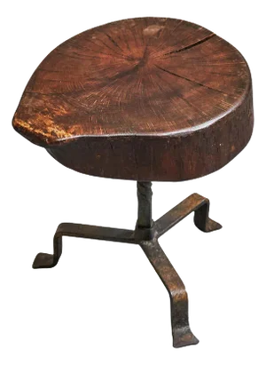 Mid-Century Tree Trunk Stool or Side Table in Wood and Wrought Iron, 1950s