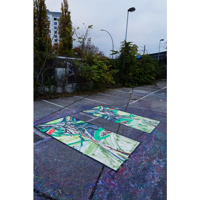 Contemporary "Mirrored Palms" Large Abstract Acrylic Painting by Simon Findlay For Sale - Image 3 of 18