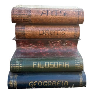 1950s Italian Painted Tole Metal End Table Styled After Historic Literature Books For Sale