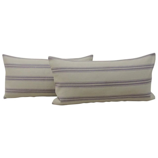 Lavender Modern Lavender and Natural Long Bolster Decorative Pillows - A Pair For Sale - Image 8 of 8