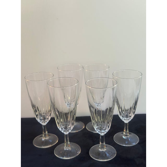 Transparent 1970s "Diamant" Crystal d'Arques-Durand France 6" Tall Champagne Fluted Set of Six(6) For Sale - Image 8 of 18