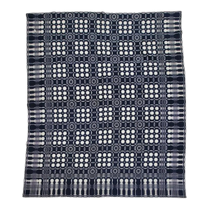 Early 19Thc Woven Double Weave Coverlet in Indigo & White