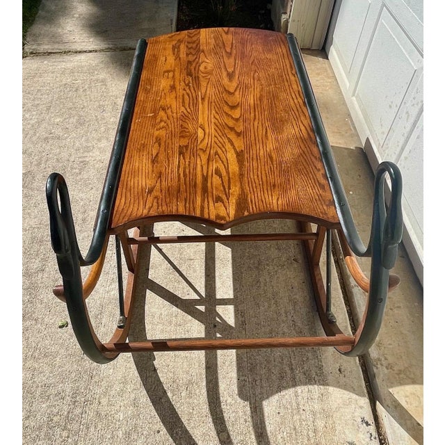 Vintage Tell City Oak and Iron Sled Coffee Table Chairish