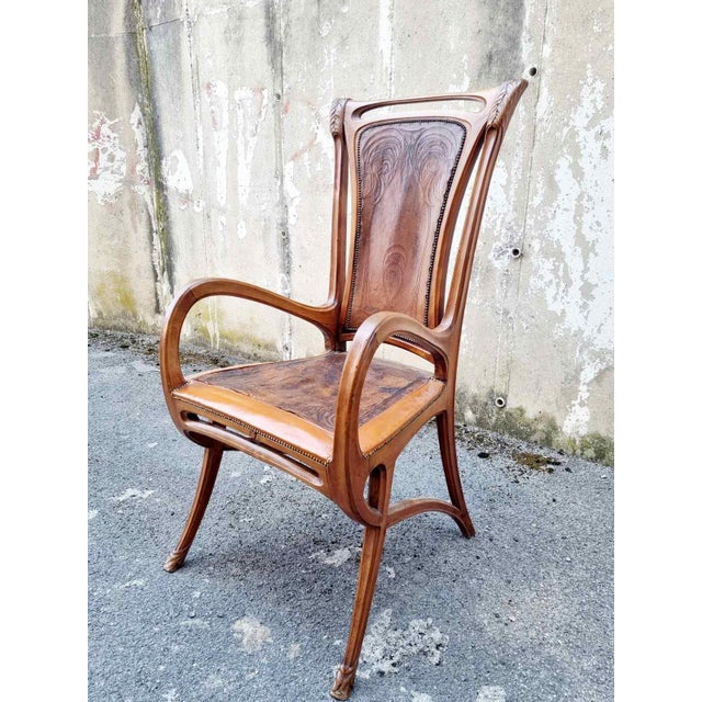 Art Nouveau Carved Walnut Chair by Abel Landry, France, 1900s For Sale - Image 14 of 14