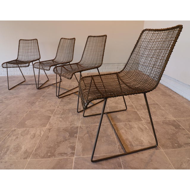 Late 20th Century Sonoma Wire Mesh Chairs With Sled Bases, Set of 4 For Sale - Image 9 of 14