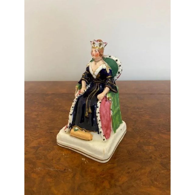 Antique Royal Portrait Figure of Queen Victoria from Staffordshire, 1870 For Sale - Image 3 of 5