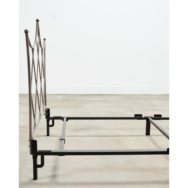 Metal Pair of French Neoclassical Iron Lattice Twin Bed Frames For Sale - Image 7 of 18