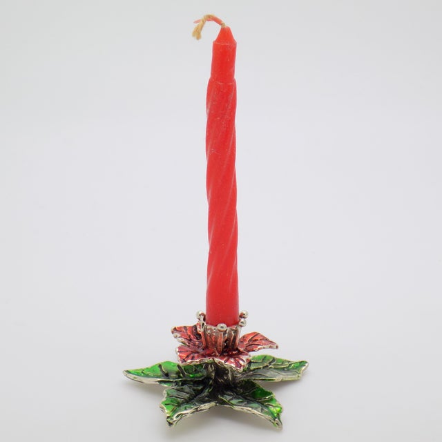 A festive vintage miniature depicting a candle holder, handmade in Arezzo, Tuscany, Italy between the 1980s and 1990s in...