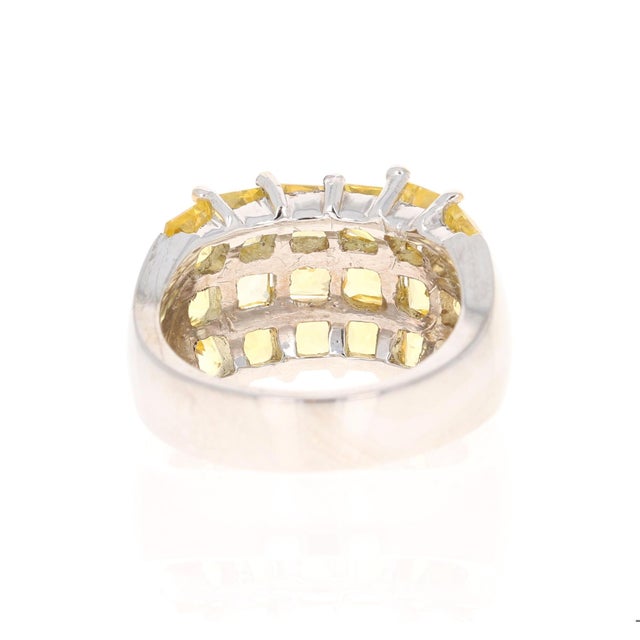 Yellow Sapphire White Gold Statement Ring, Size 7 For Sale - Image 4 of 6