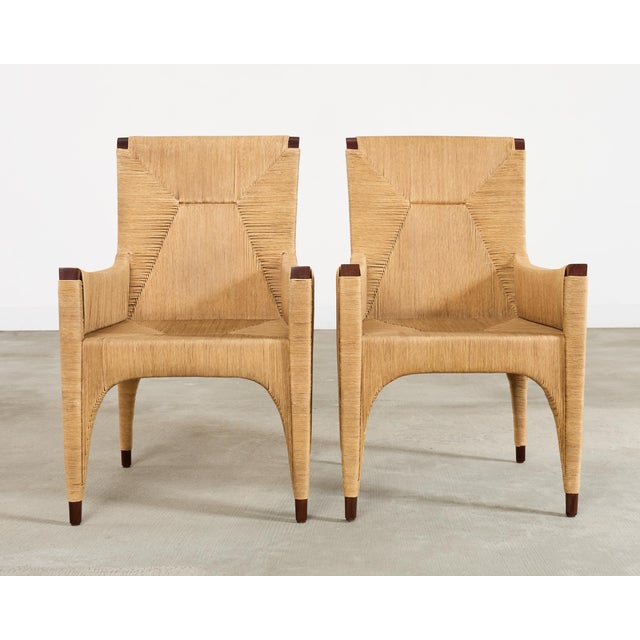 2000 - 2009 Set of Ten Bill Sofield McGuire Danish Cord Cocoon Dining Chairs For Sale - Image 5 of 18