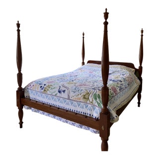 Henkel Harris Queen Cherry Wood Rope Post Style Bed For Sale