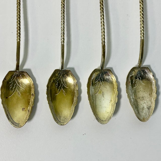 Metal Late 19th C. Antique Art Deco Egyptian Sphinx Demitasse Spoons - Set of 7 For Sale - Image 7 of 14