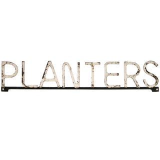 Vintage Iron Planters Peanuts Sign For Sale