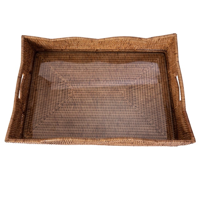 Introducing our Scallop Glass Insert Collection A stunning line of rattan storage baskets, serving trays, and ottoman...