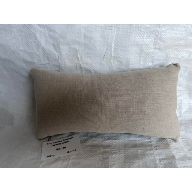 Textile 17th Century Flemish Tapestry Pillow With Verdure Leaf Design For Sale - Image 7 of 7
