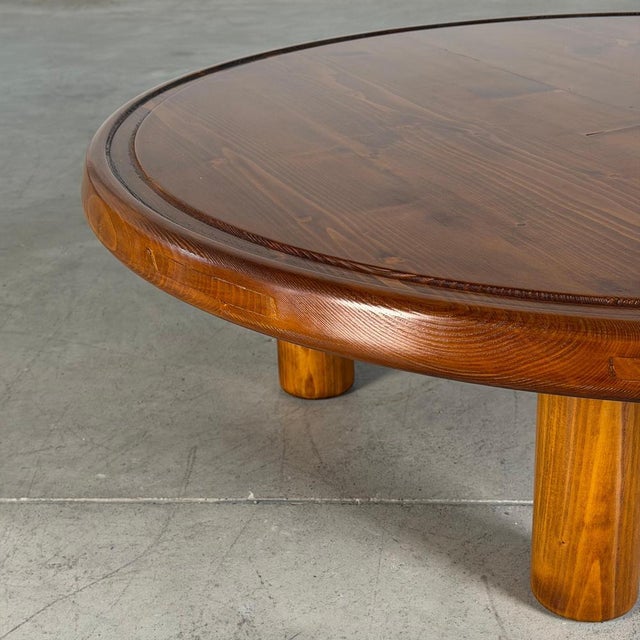 Round Pine Coffee Table in the style of Charlotte Perriand for Les Arcs, France, 1960s For Sale - Image 14 of 18