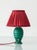 Art Deco French Emerald Green Ceramic Table Lamp with Ruby Silk Shade, 1930s For Sale - Image 4 of 14