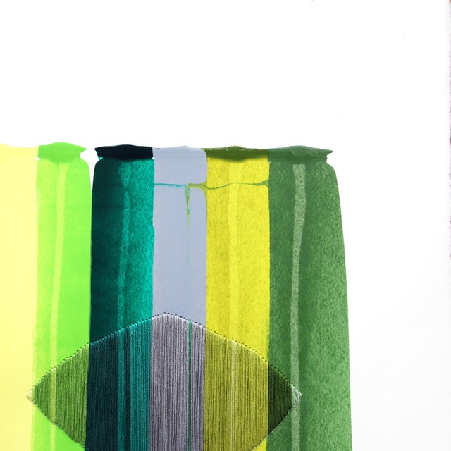 Abstract Fils I Colors DCLXIV - Vivid Abstract Contemporary Textile on Paper Original Artwork by Raul De La Torre For Sale - Image 3 of 7