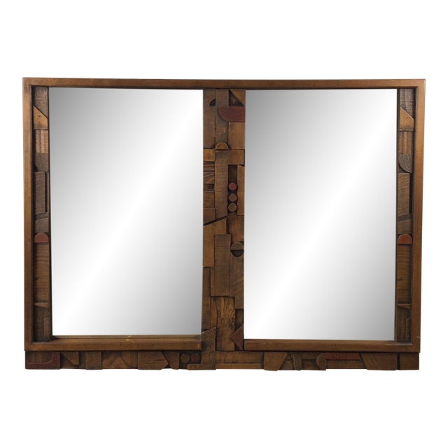 Mid Century Modern Long Rectangular Wall Mirror by Pueblo From Lane Furniture For Sale