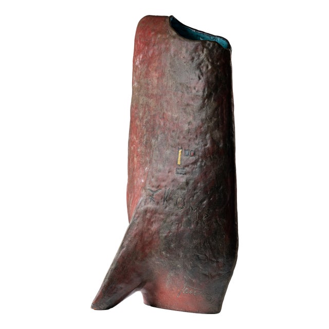 Vintage Oblong Ceramic Vase by Marcello Fantoni, 1958 For Sale