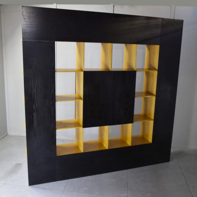 Grid Bookcase in Ash and Black Lacquer by Roberto Pamio & Renato Toso for Stilwood, 1970s For Sale - Image 14 of 15