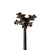 Wrought iron chandelier. It has handmade flower shape decorations and light bulbs placed at their center, purple silk and...