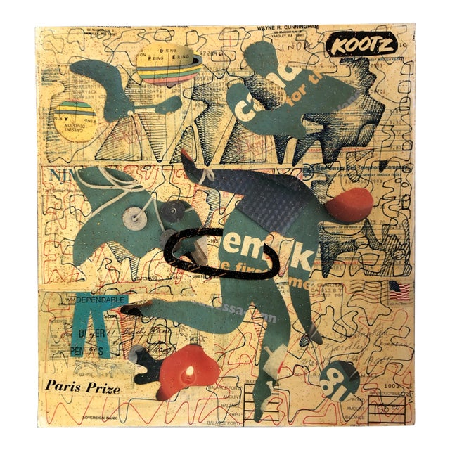 Original Contemporary Wayne Cunningham Abstract Ink Drawing/Collage Double Sided For Sale