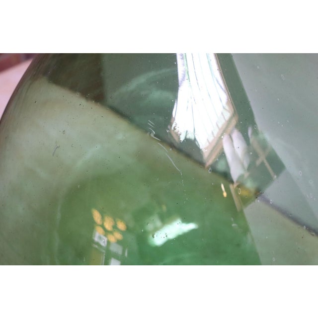 Vintage Italian Emerald Green Blown Glass Teardrop-Form Demijohn Carboy For Sale - Image 10 of 18