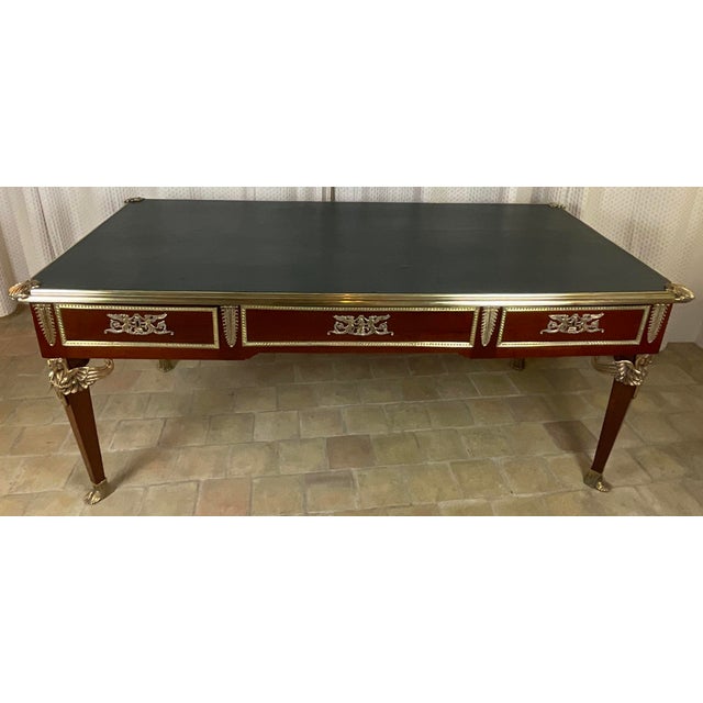 French 19th Century French Empire Napoleon III Bureau Plat Desk For Sale - Image 3 of 10