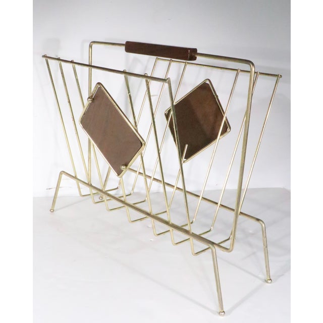 Mid 20th Century Mid 20th Century Brass Plated Record Magazine Rack For Sale - Image 5 of 8
