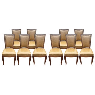 Vintage French Art Deco Dining Chairs, 1930s, Set of 10 For Sale