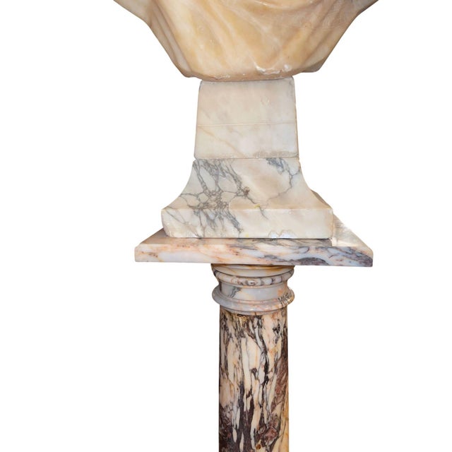 Italian 19th Century Italian Marble Bust of Sappho( Greek Lyric Poet) on Pedestal - Set of 2 For Sale - Image 3 of 10