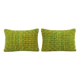 Tribal Wool Lumbar Rug Pillow Cover 16'' X 24'' - Set of Two For Sale