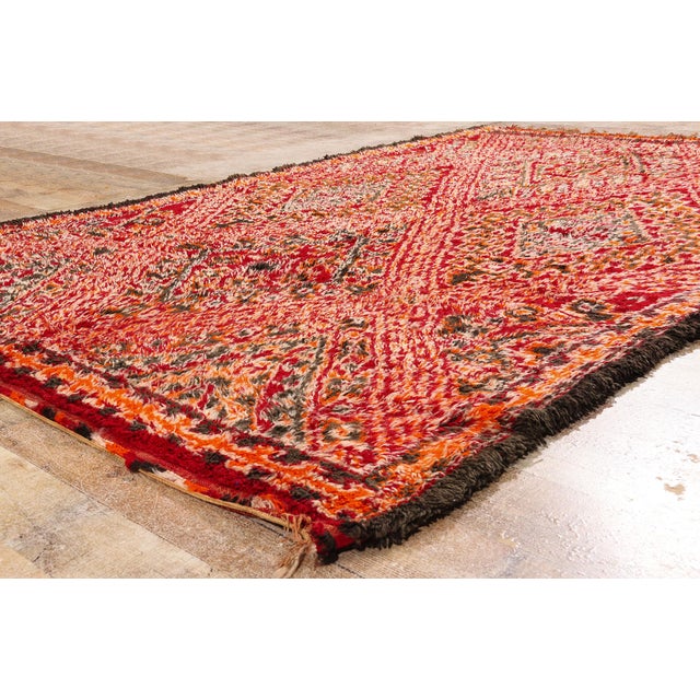Red Vintage Beni M'Guild Zayane Moroccan Rug, 06'06 X 09'11 For Sale - Image 8 of 10