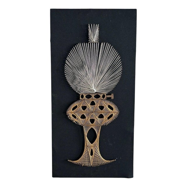 Mid-Century Black and Gold Oil Lamp String Artwork For Sale