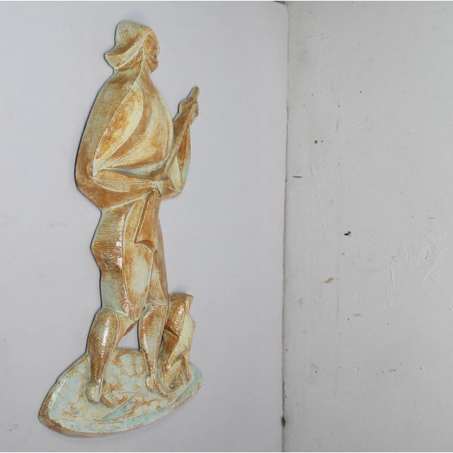 High Relief Sculpture in Glazed Terracotta, 1950s For Sale - Image 4 of 5