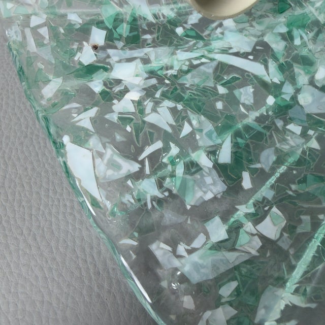 Murano Glass Wall Lamp with Green and White Graniglia Flakes, 1970s For Sale - Image 13 of 17