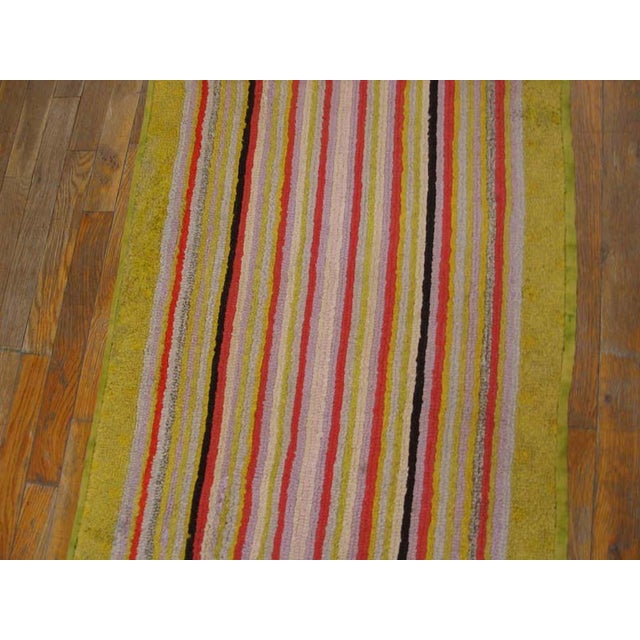 American 1930s Multicolor Stripe Antique American Hooked Rug 2'3" X 7' Handmade Wool Carpet For Sale - Image 3 of 5