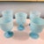 American 1930s Pretty set of 5 Morgantown Americana turquois blue opaline goblets // demi crystal // water / wine glasses // blue glasses For Sale - Image 3 of 7