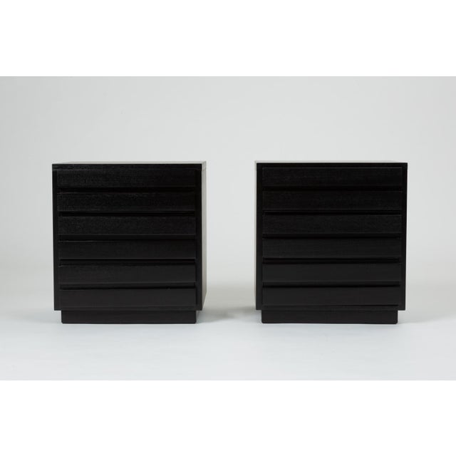 Pair of Ebonized Three-Drawer Nightstands by American of Martinsville For Sale - Image 9 of 12
