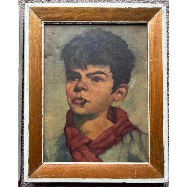 Impressionist Antique 19th Century Pair of Portraits of Children, Framed For Sale - Image 3 of 5