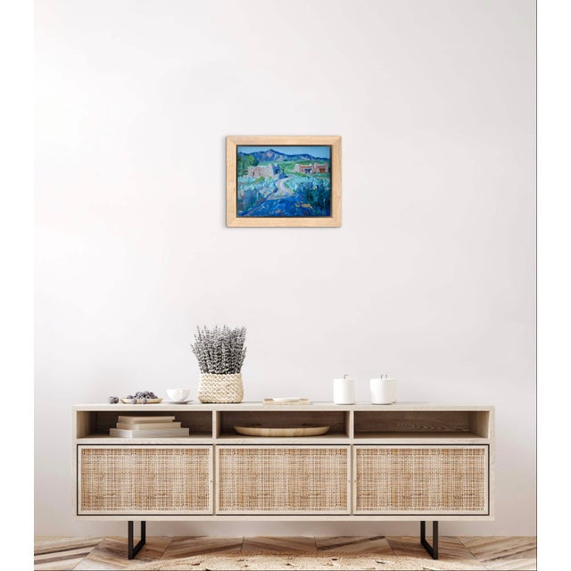 Blue Expressionist Southwest Oil Painting Landscape For Sale - Image 8 of 11